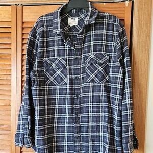AXL Men's Navy Plaid Button Down Shirt